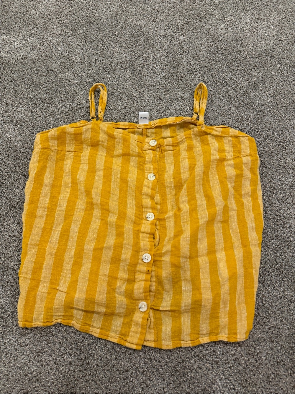 Old Navy Mustard and Cream Striped Button-Front Tank